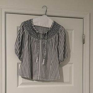 Old Navy Black and White Striped Blouse